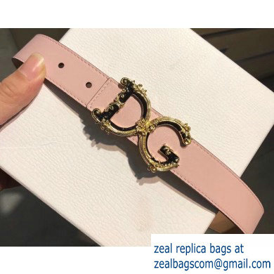 Dolce  &  Gabbana Width 3cm Belt Pink with Baroque DG Logo